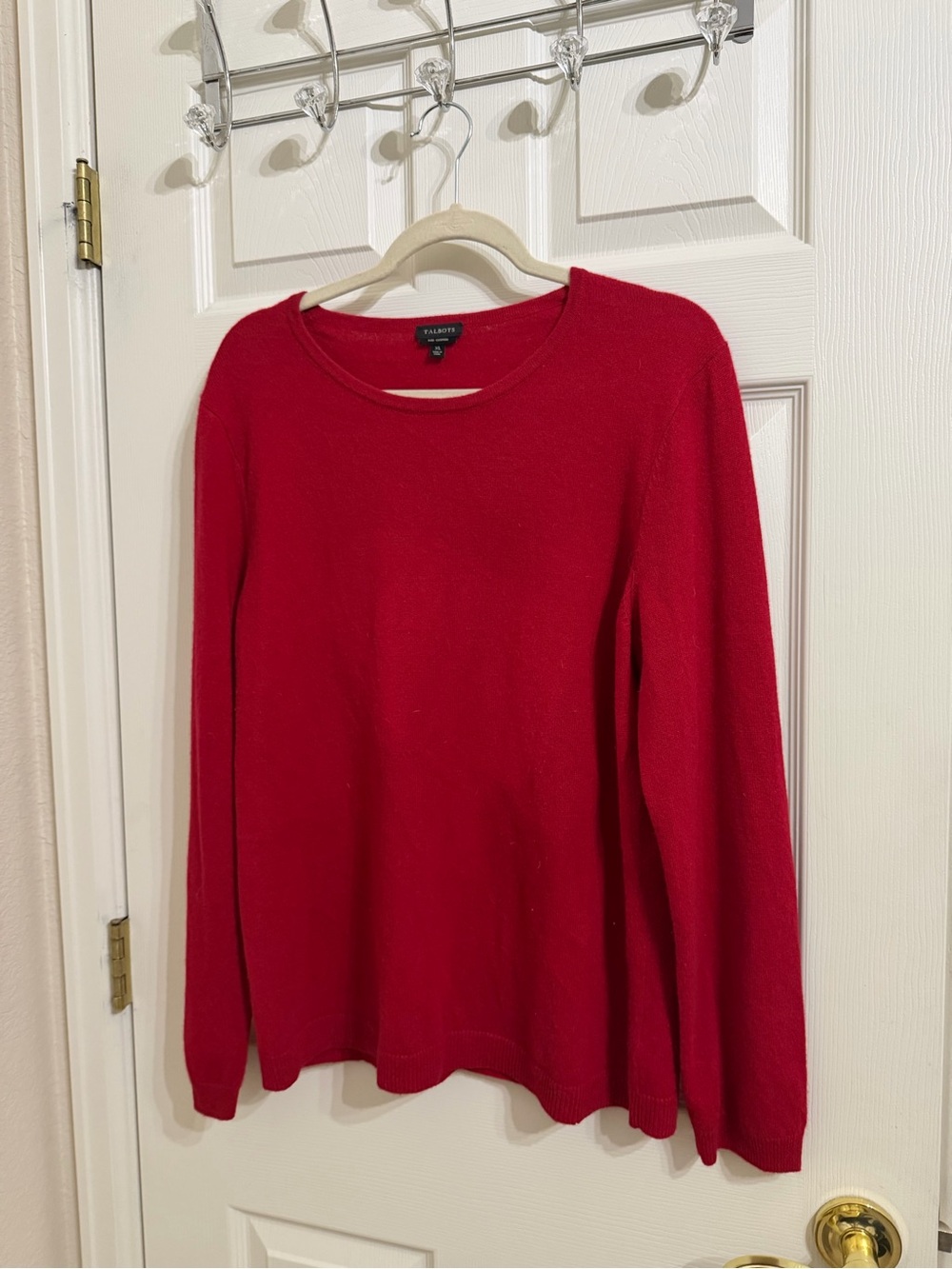 Talbots 100% Cashmere Pure Cashmere Red Long Sleeve Sweater Holidays Christmas - Picture 4 of 9